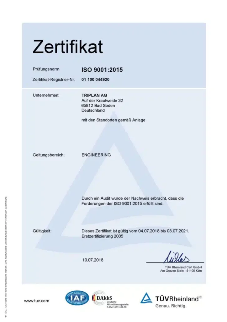 TÜV Rheinland Zertifikat ISO 9001:2015